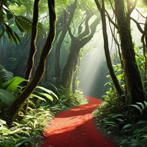 Home 19 **
A dense, green jungle with a winding, barely visible path leading into the depths. Sunlight filters through the canopy. A single, bright red thread (a "roter Faden") is prominently visible, guiding the viewer's eye along the path. Focus on the feeling of being lost but with a glimmer of hope.
**