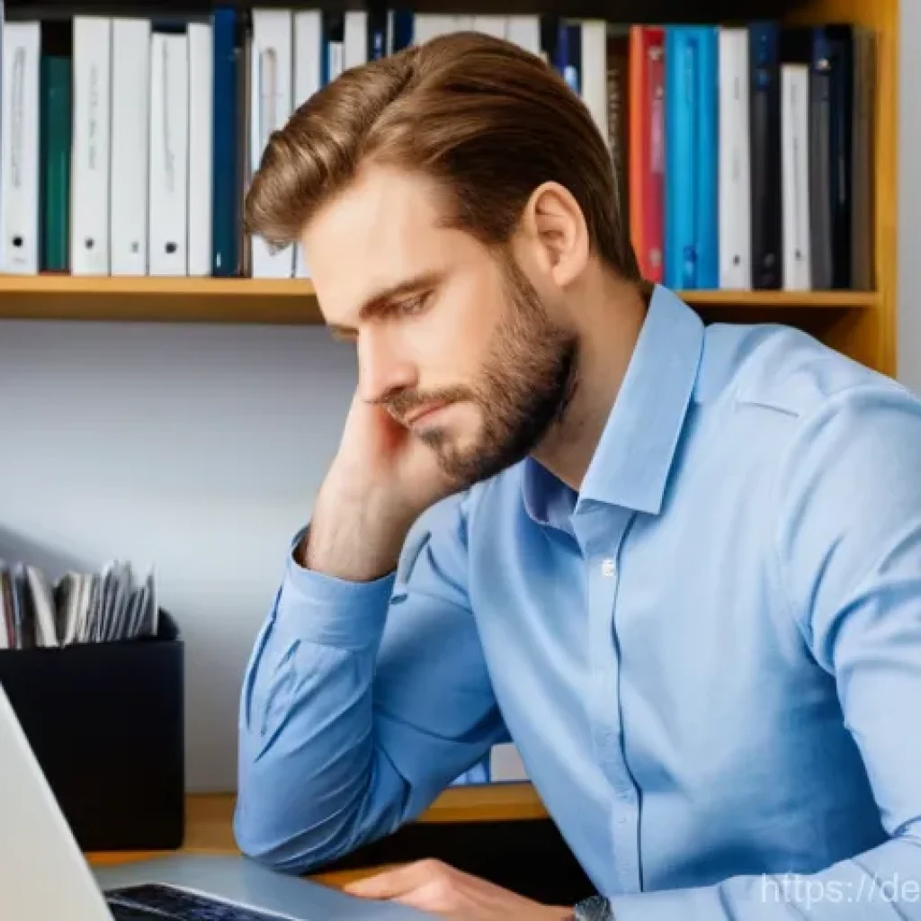 독일어 공식 문서 작성법 - A person, mid-30s, with a focused expression, sits at a tidy wooden desk in a well-lit German home o...