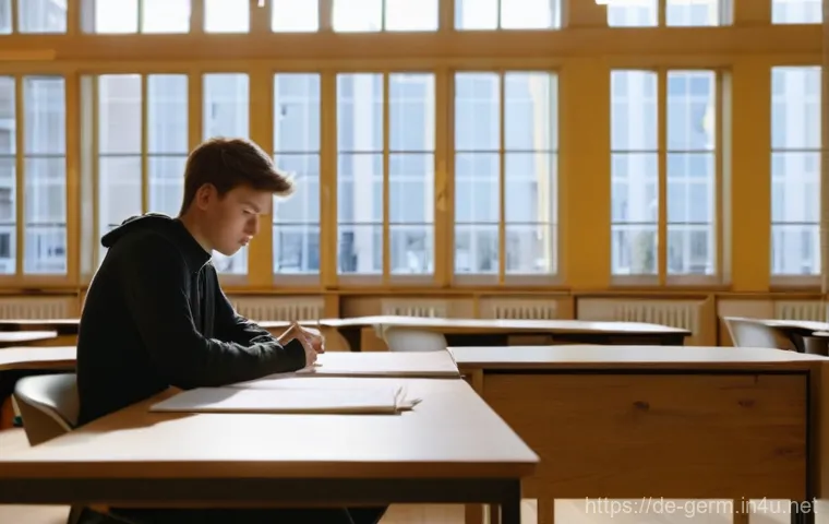 독일어 C1 레벨 독해 연습 - **Prompt:** A young adult, approximately 20 years old, with a determined yet thoughtful expression, ...