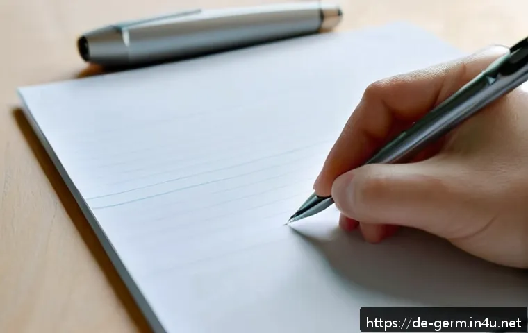 독일어 필기 습관 개선법 - A close-up image of a hand holding a pen with the optimal grip for clear handwriting: the pen is hel...
