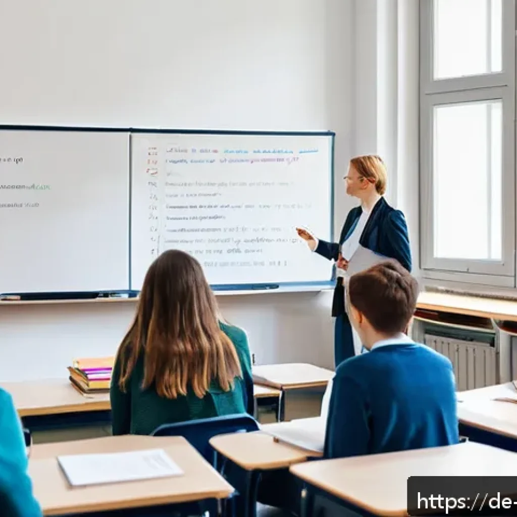 독일어에서 가장 어려운 문법 - A modern German classroom setting with a diverse group of adult students attentively learning the Ko...