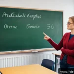 독일어 실수하기 쉬운 문법 - A cozy German classroom scene with a teacher explaining German sentence structure on a blackboard, s...