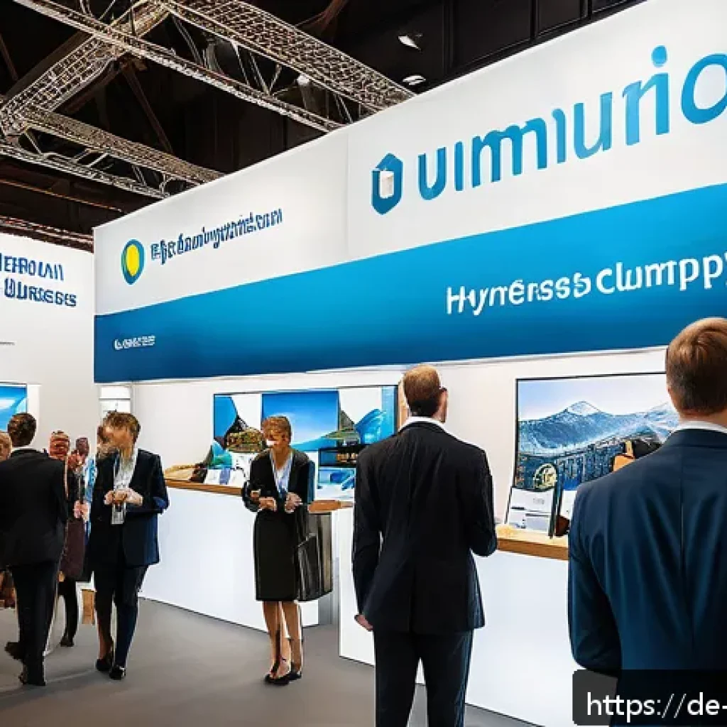 독일어를 배우면 좋은 이유 - A professional international business conference scene in Munich, Germany, showing diverse businessp...