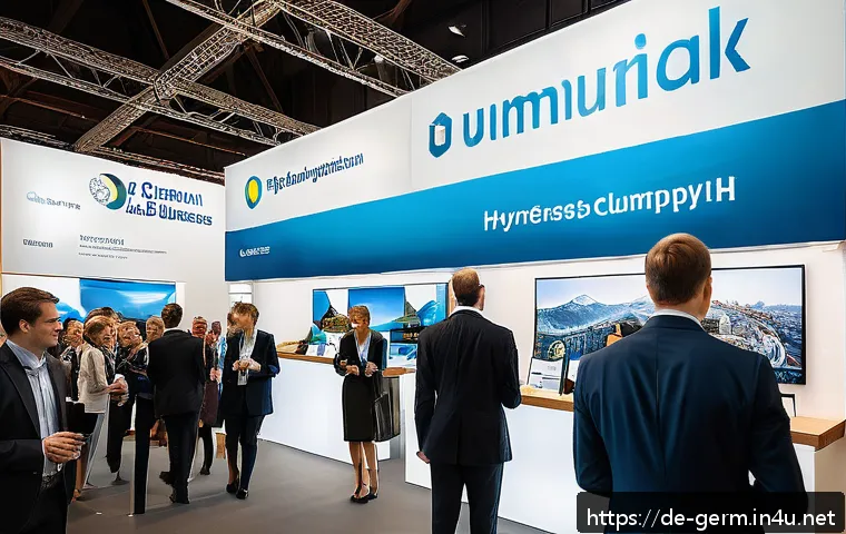 독일어를 배우면 좋은 이유 - A professional international business conference scene in Munich, Germany, showing diverse businessp...